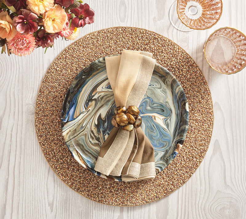 Bonton Napkin Ring - Brown & Gold
