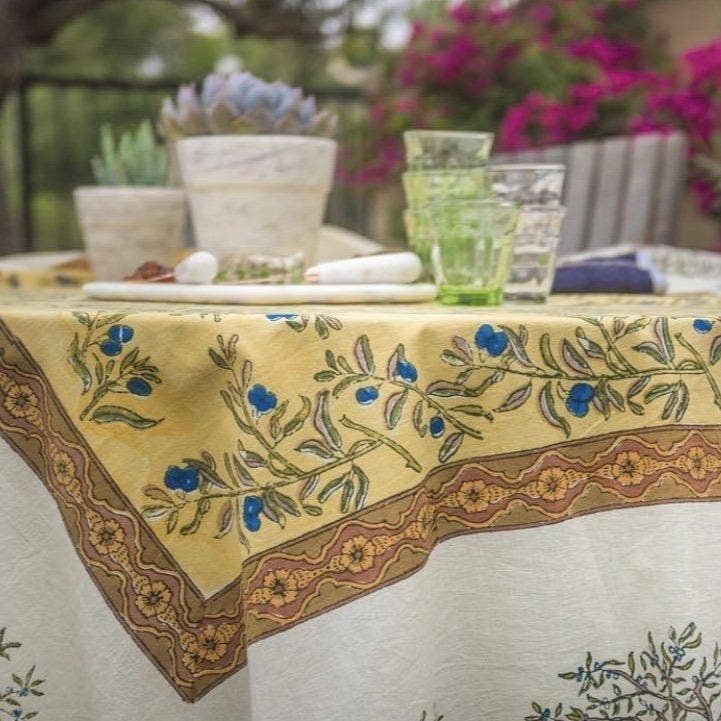 Olive Tree Khaki & Blue | French Tablecloths