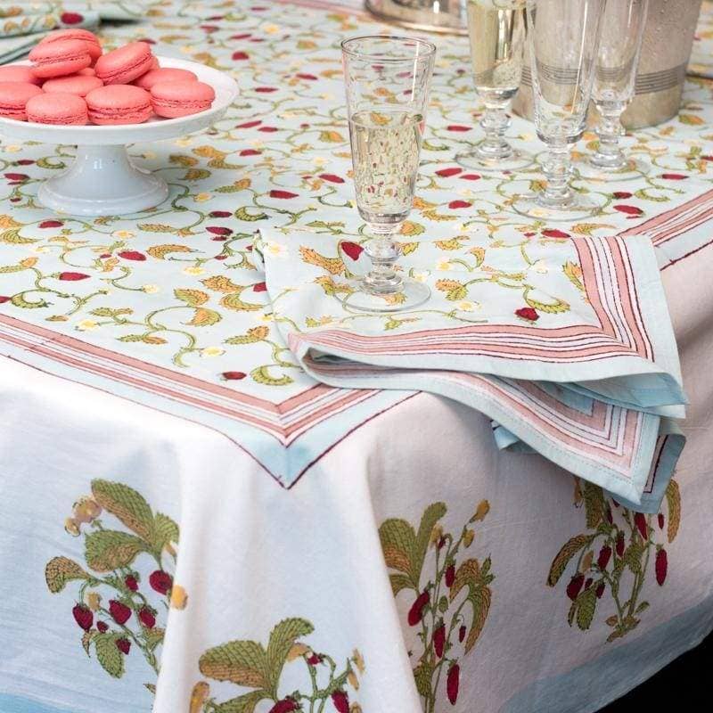 Strawberry Blue Tablecloth 90 x 90