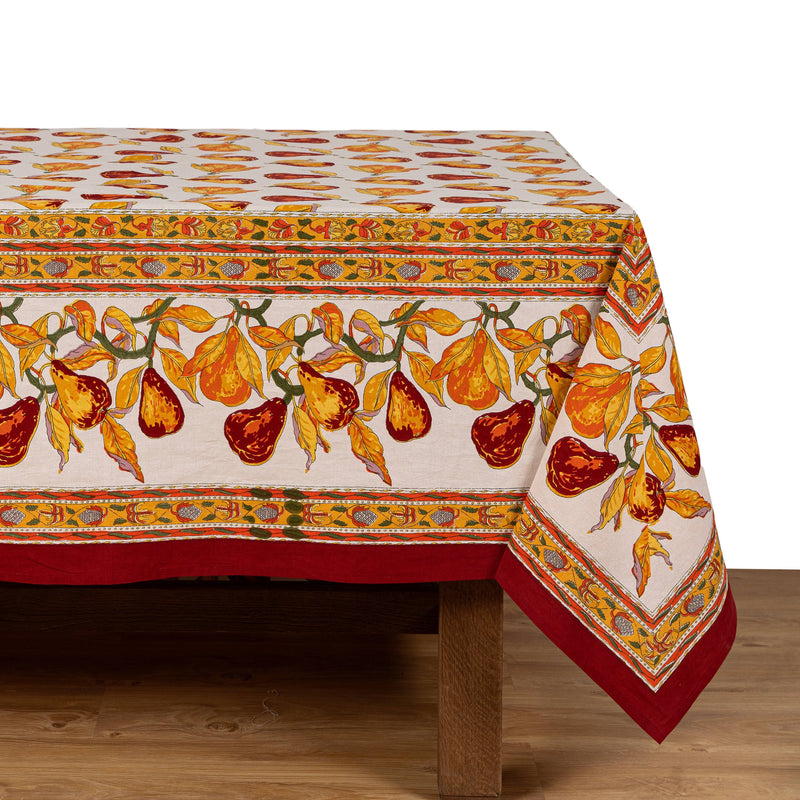 Orchard Pear Burgundy Tablecloth 71 x 142