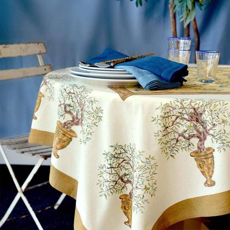 Olive Tree Khaki & Blue | French Tablecloths