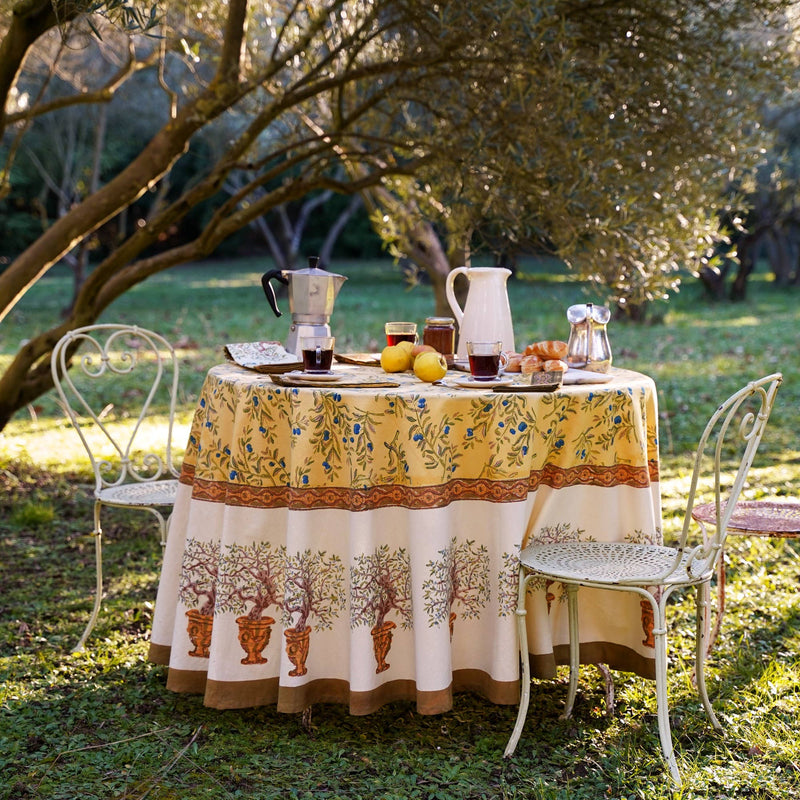 Olive Tree Khaki & Blue | French Tablecloths