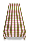 Pink & Avocado Gingham Check Tablecloth 65 x 150