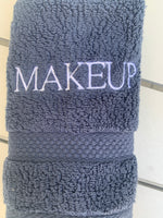 Navy "Makeup" Washcloth Block print