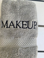 Navy "Makeup" Washcloth Block print