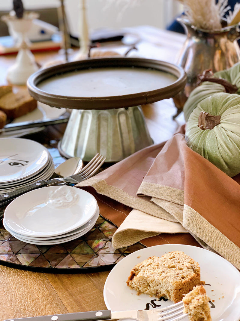 Large Metal & Wood Cake Plate