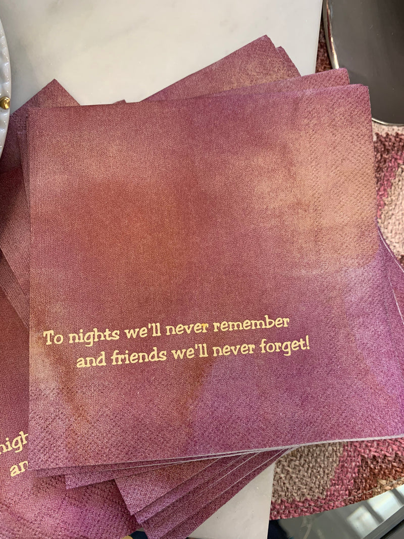 Nights We Remember Cocktail Napkins- pink