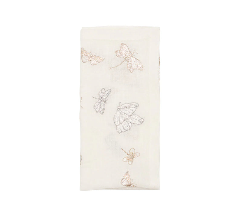 Monarch Garden Napkin  - White & Iridescent