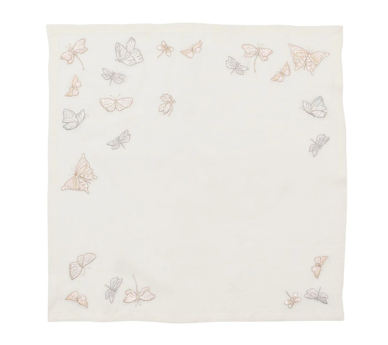 Monarch Garden Napkin  - White & Iridescent