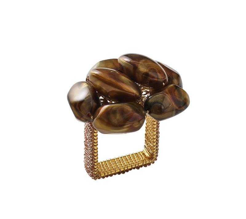 Bonton Napkin Ring - Brown & Gold