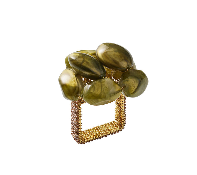Bonton Napkin Ring - Green & Gold