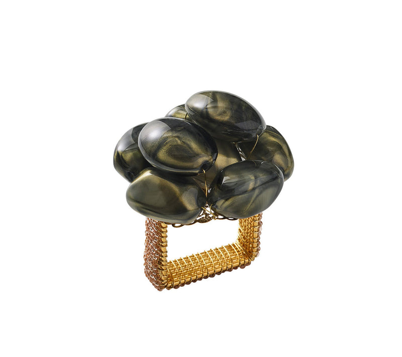 Bonton Napkin Ring - Gray & Gold
