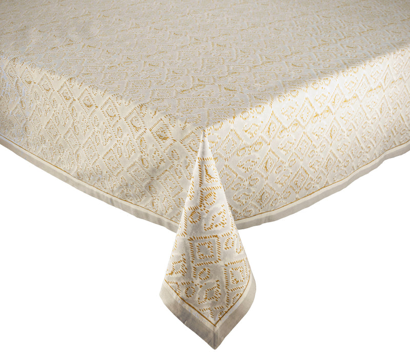 Alfresco Natural & Gray Tablecloth. 58 x 126