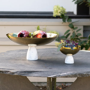 Coluna Marble & Silver Fruit Bowl