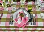 Pink & Avocado Gingham Check Tablecloth 65 x 150