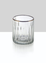 Set of 4 Etched Glass Votives- square design