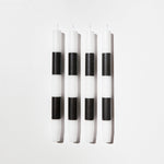 Black & White Striped Candles- set of 4