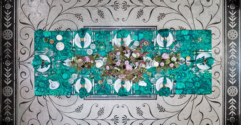 Malachite Marble Tablecloth 65 x 150