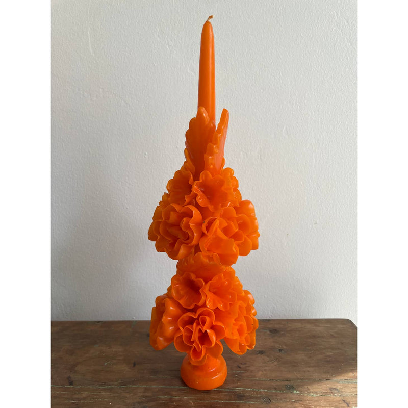 Orange Floral Candle