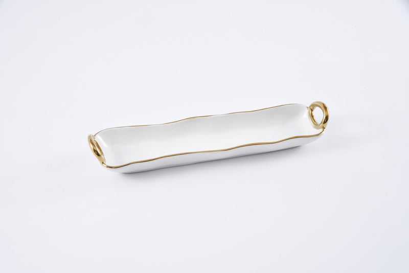 Cracker Tray With Gold Handles