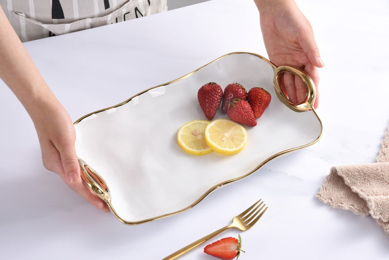 Small Gold & White Platter