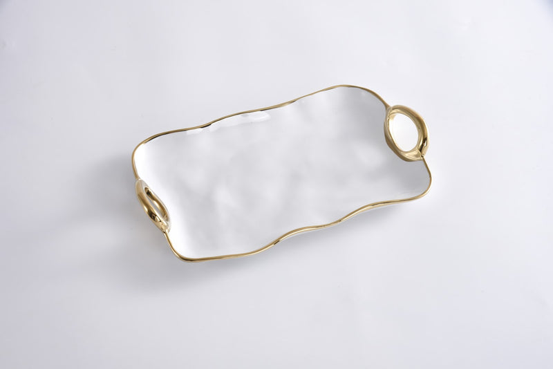 Small Gold & White Platter