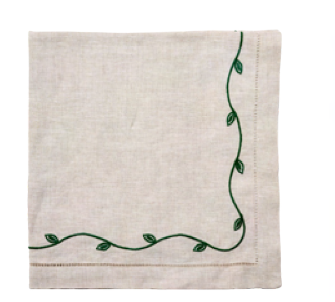 Flax Garden Vine Embroidered Napkin