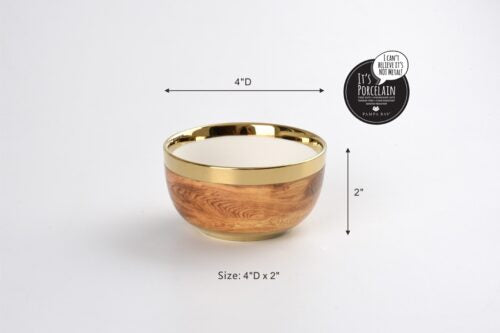Small Wood & Gold Snack Bowls