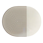 Stripe & Solid Lacquer Placemat - Taupe & White