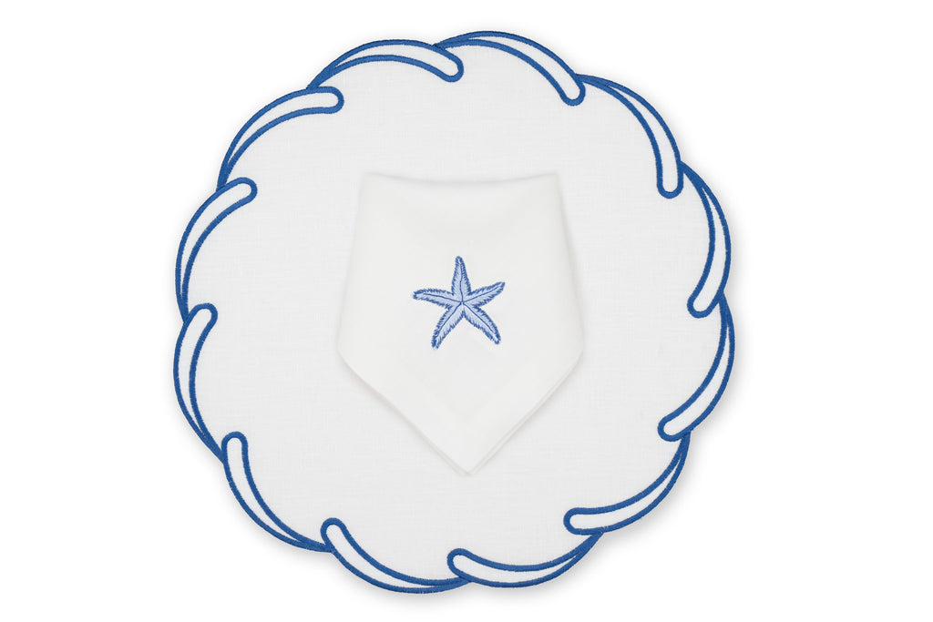 White With Blue Waves Napkin