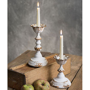 White Washed Cameo Candlesticks