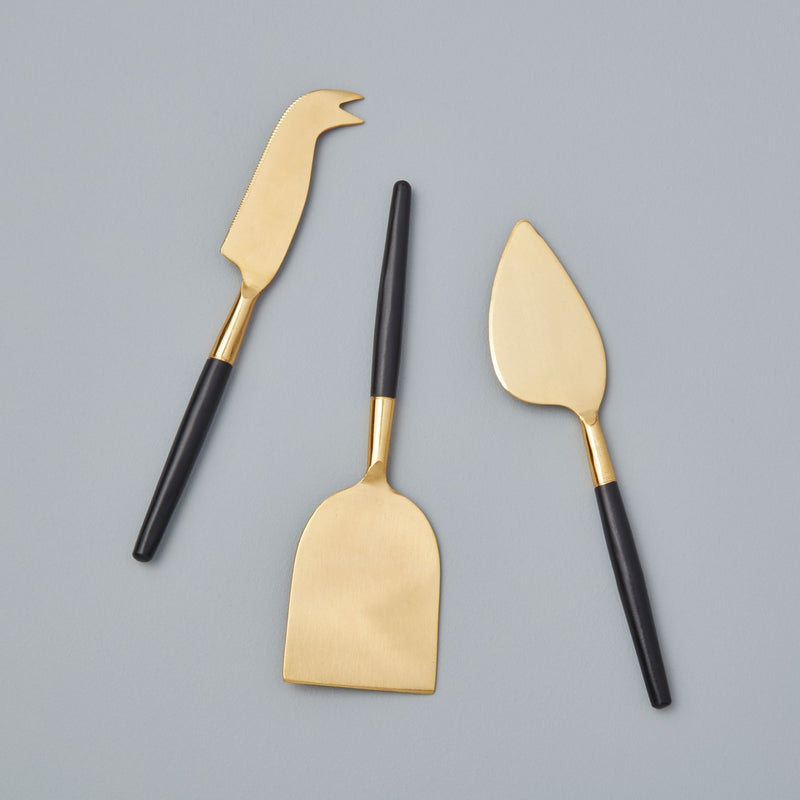Black and Wood Cheese Set