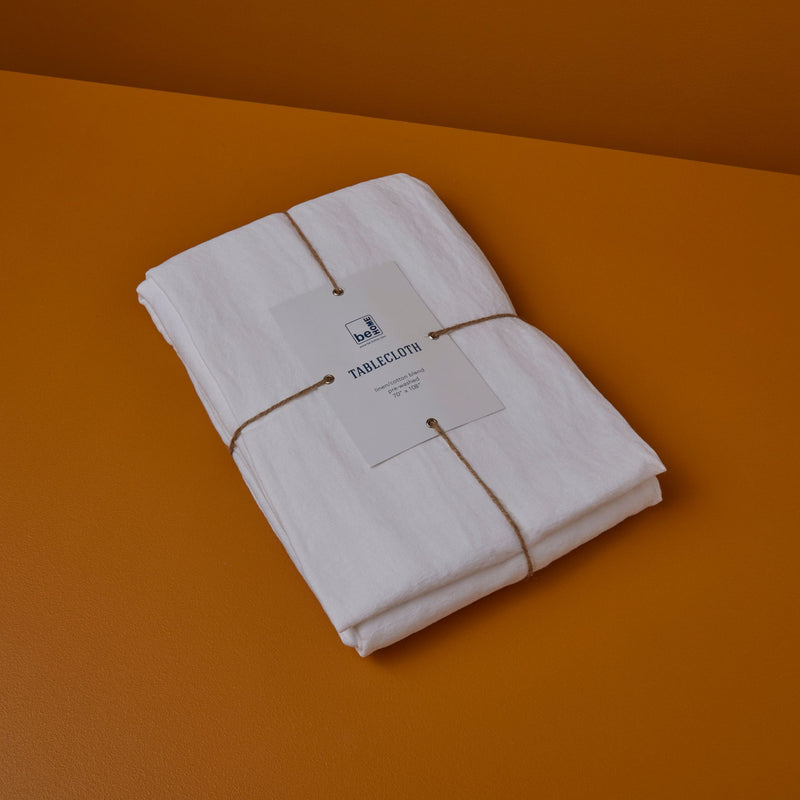 White Linen Tablecloth 70 x 108
