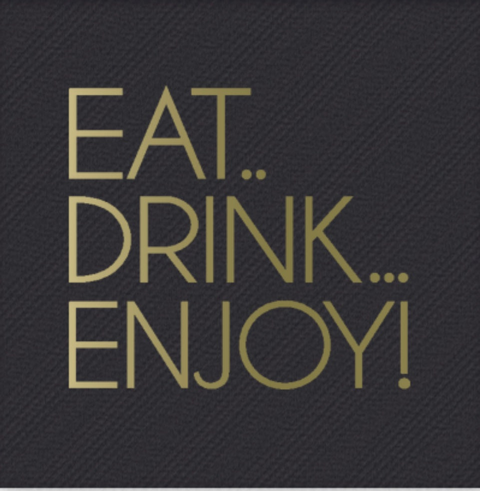 Black Eat..Drink...Enjoy Cocktail Napkins