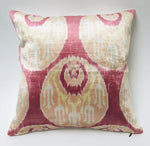 Ikat Peach Pink Rectangle Silk Velvet Pillow