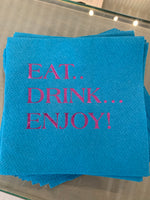 Light Blue Eat..Drink...Enjoy Cocktail Napkins