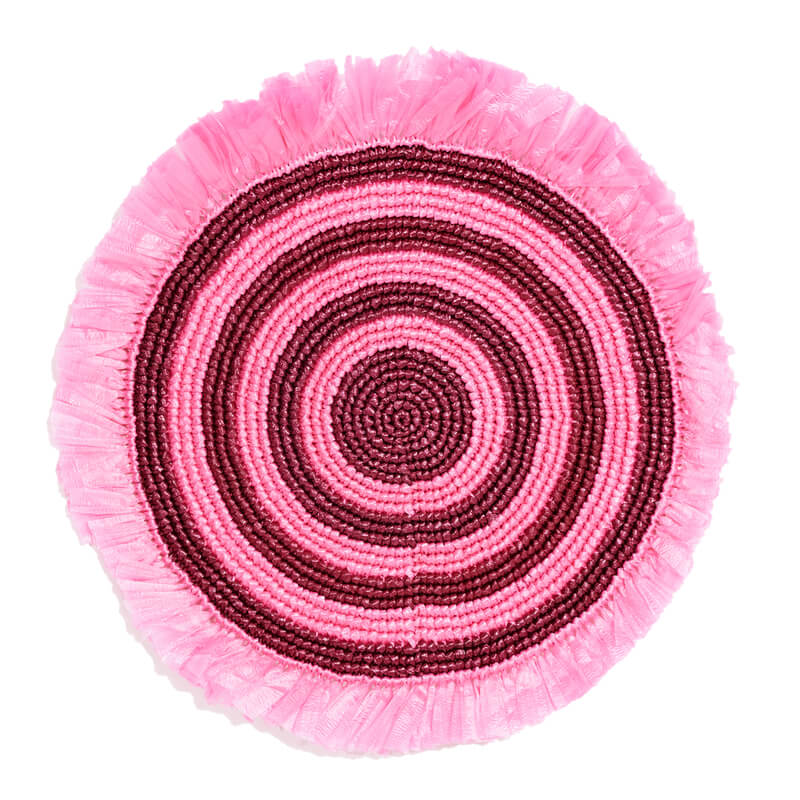Pink & Maroon Woven Fringe Placemats