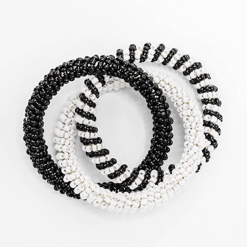Black & White Beaded Napkin Rings