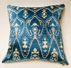 Blue and White Rectangle Silk Velvet Pillow