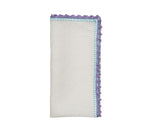 Knotted Edge Napkin White & Pink