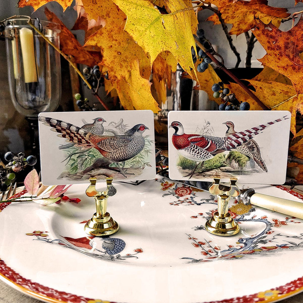 Fanciful Pheasants Thanksgiving Place Cards