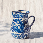 Small Sky Blue Pitcher with Handpainted Design