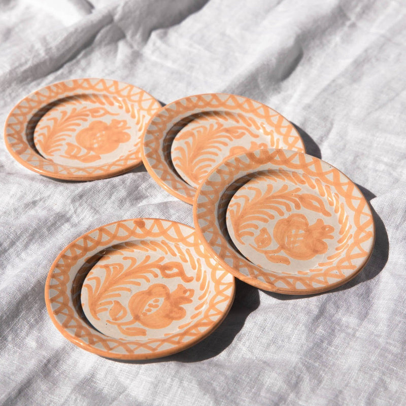 Mini Peach Plate with Handpainted Design