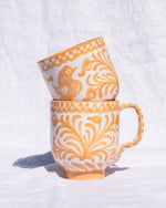Yellow Mug with Handpainted Design