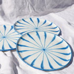 Sky Blue Candy Stripe Dessert Plate