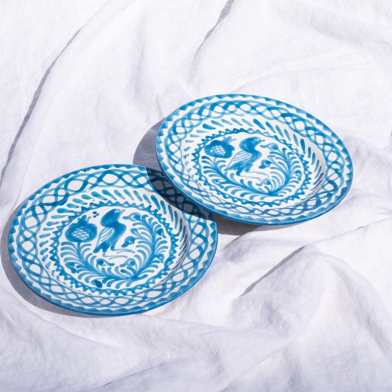 Hand Painted Traditional Sky Blue Salad Plate