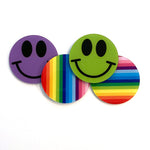 Be Happy Smiley Face Coasters- set of 4